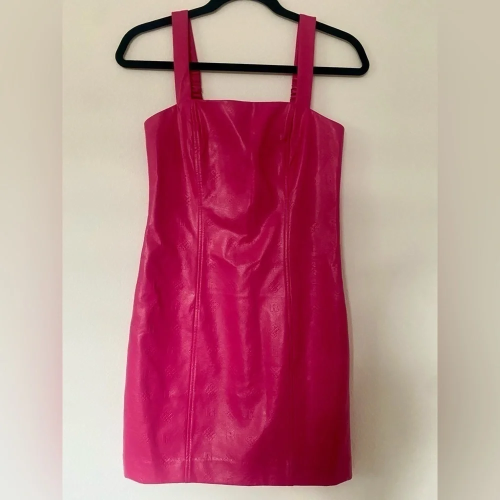 pink leather dress barbie Rotate Birger Christensen Herlina Faux Mini 90s Style margot robbie pink dress